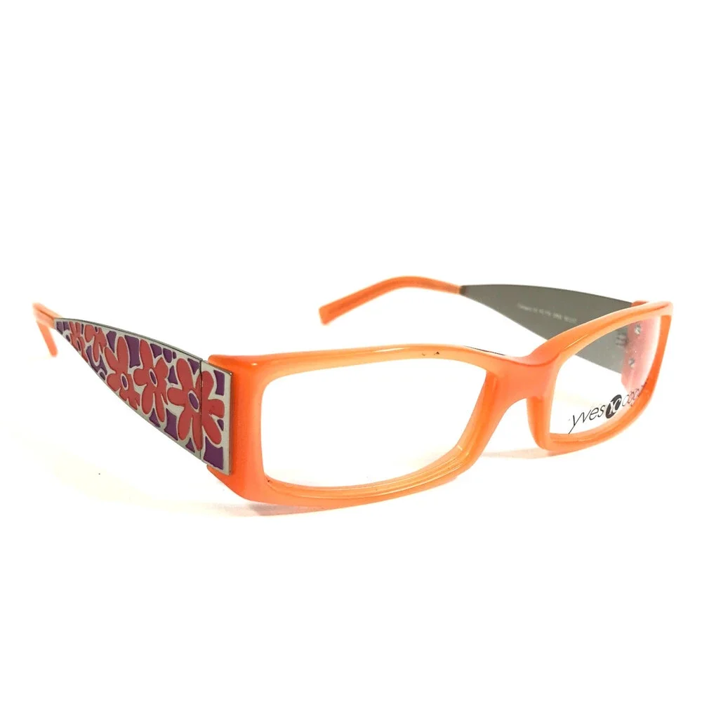 Yves Cogan Eyeglasses Frames YC 779 ORG Orange Red Purple Floral 52-17-130